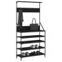 Perchero con zapatero negro 90x34x184 cm de , Organizadores de vestidores y perchas de barra - Ref: Foro24-837877, Precio: 91...