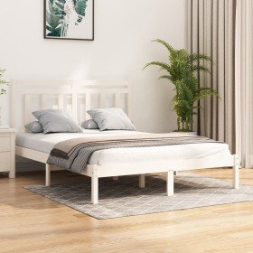 Estructura de cama de madera maciza de pino blanca 160x200 cm Estructura de cama de madera maciza de pino blanca 160x200 cm