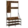 Coat rack with smoked oak shoe rack 100x40x184 cm by , Dresser Organizers and Bar Hangers - Ref: Foro24-837854, Price: 100,74...