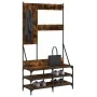 Coat rack with smoked oak shoe rack 100x40x184 cm by , Dresser Organizers and Bar Hangers - Ref: Foro24-837854, Price: 100,74...