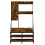 Coat rack with smoked oak shoe rack 100x40x184 cm by , Dresser Organizers and Bar Hangers - Ref: Foro24-837854, Price: 100,74...