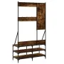 Coat rack with smoked oak shoe rack 100x40x184 cm by , Dresser Organizers and Bar Hangers - Ref: Foro24-837854, Price: 100,74...