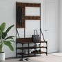 Coat rack with brown oak shoe rack 100x40x184 cm by , Dresser Organizers and Bar Hangers - Ref: Foro24-837856, Price: 91,73 €...