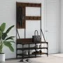 Coat rack with brown oak shoe rack 100x40x184 cm by , Dresser Organizers and Bar Hangers - Ref: Foro24-837856, Price: 90,86 €...