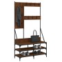 Coat rack with brown oak shoe rack 100x40x184 cm by , Dresser Organizers and Bar Hangers - Ref: Foro24-837856, Price: 91,73 €...