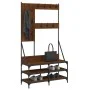 Coat rack with brown oak shoe rack 100x40x184 cm by , Dresser Organizers and Bar Hangers - Ref: Foro24-837856, Price: 90,86 €...