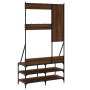 Coat rack with brown oak shoe rack 100x40x184 cm by , Dresser Organizers and Bar Hangers - Ref: Foro24-837856, Price: 91,73 €...
