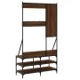 Garderobenständer mit Schuhregal aus brauner Eiche, 100 x 40 x 184 cm von , Kommoden-Organizer und Bar-Kleiderbügel - Ref: Fo...
