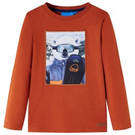 Langarm-T-Shirt für Kinder in der Farbe 140 in hellem Ziegelstein von , Kinder-T-Shirts - Ref: Foro24-13143, Preis: 10,30 €, ...