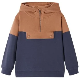 Kinder-Kapuzenpullover mit halbem Reißverschluss, Anthrazit-Cognac 140 von , Kinder-T-Shirts - Ref: Foro24-13478, Preis: 19,9...