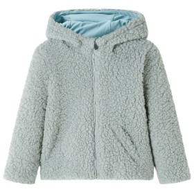 Chaqueta infantil con capucha pelo sintético borreguito verde