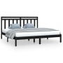 Estructura de cama de madera maciza de pino negra 200x200 cm