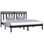 Estructura de cama de madera maciza de pino negra 200x200 cm