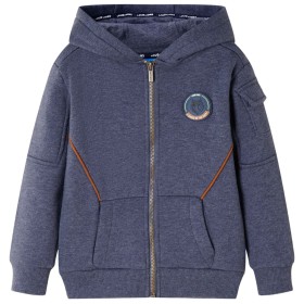 Children's sweatshirt with hood and zipper dark blue mélange 140 by , Kids T-shirts - Ref: Foro24-12953, Price: 21,20 €, Disc...