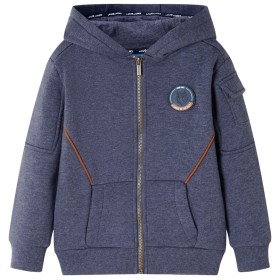 Kinder-Sweatshirt mit Kapuze und Reißverschluss dunkelblau meliert 116 von , Kinder-T-Shirts - Ref: Foro24-12951, Preis: 15,1...