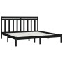 Estructura de cama de madera maciza de pino negra 200x200 cm