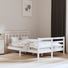Estructura de cama de madera maciza blanca 135x190 cm Estructura de cama de madera maciza blanca 135x190 cm