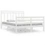 Estructura de cama de madera maciza blanca 135x190 cm
