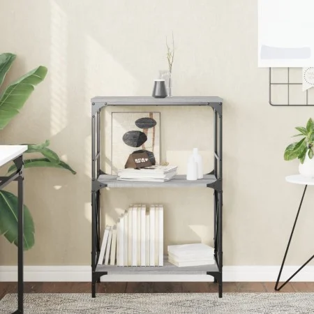 Sonoma gray engineered wood 3-shelf bookcase 59x35x90.5 cm by , Bookcases and shelves - Ref: Foro24-837615, Price: 45,77 €, D...