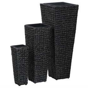 3-teiliges Blumenbeet-Set aus schwarzer Wasserhyazinthe von vidaXL, Töpfe und Pflanzgefäße - Ref: Foro24-45570, Preis: 93,28 ...