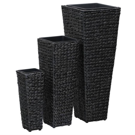 3-teiliges Blumenbeet-Set aus schwarzer Wasserhyazinthe von vidaXL, Töpfe und Pflanzgefäße - Ref: Foro24-45570, Preis: 93,28 ...