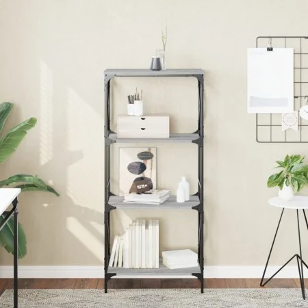 Librería 4 estantes madera ingeniería gris Sonoma 59x35x132 cm de , Librerías y estanterías - Ref: Foro24-837620, Precio: 56,...