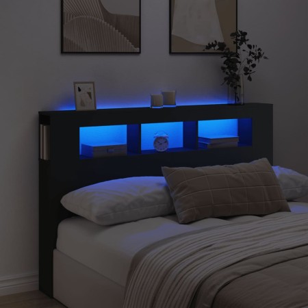 Kopfteil mit LED, schwarzem Holzwerkstoff, 160 x 18,5 x 103,5 cm von , Kopf- und Fußteile - Ref: Foro24-837352, Preis: 97,78 ...
