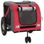 Fahrradanhänger für Haustiere aus Eisen und Oxford-Stoff in Rot und Schwarz. von , Kinderwagen für Haustiere - Ref: Foro24-93...