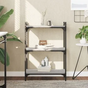 Bookshelf 3 shelves wood engineering gray Sonoma 60x30x86 cm by , Bookcases and shelves - Ref: Foro24-837650, Price: 41,67 €,...