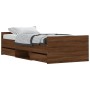 Bed frame with brown oak headboard and footboard 90x190 cm by , Beds and slatted bases - Ref: Foro24-3203816, Price: 149,36 €...