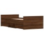Bed frame with brown oak headboard and footboard 90x190 cm by , Beds and slatted bases - Ref: Foro24-3203816, Price: 149,36 €...