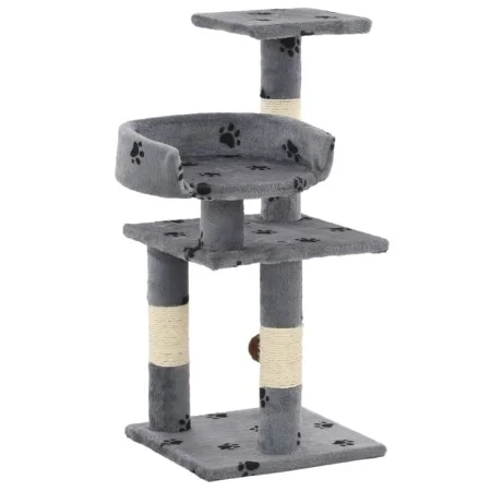 Kratzbaum aus Sisal für Katzen, 65 cm, graue Fußabdrücke von vidaXL, Katzenmöbel - Ref: Foro24-170608, Preis: 43,32 €, Rabatt: %
