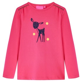 Camiseta infantil de manga larga rosa brillante 140