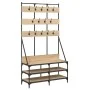 Perchero con zapatero roble Sonoma 100x40x184 cm de , Organizadores de vestidores y perchas de barra - Ref: Foro24-837858, Pr...