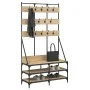 Perchero con zapatero roble Sonoma 100x40x184 cm de , Organizadores de vestidores y perchas de barra - Ref: Foro24-837858, Pr...