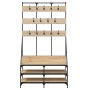 Coat rack with Sonoma oak shoe rack 100x40x184 cm by , Dresser Organizers and Bar Hangers - Ref: Foro24-837858, Price: 101,01...