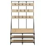 Perchero con zapatero roble Sonoma 100x40x184 cm de , Organizadores de vestidores y perchas de barra - Ref: Foro24-837858, Pr...