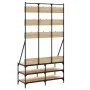 Perchero con zapatero roble Sonoma 100x40x184 cm de , Organizadores de vestidores y perchas de barra - Ref: Foro24-837858, Pr...