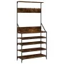 Coat rack with smoked oak shoe rack 90x34x184 cm by , Dresser Organizers and Bar Hangers - Ref: Foro24-837879, Price: 88,68 €...