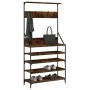 Coat rack with smoked oak shoe rack 90x34x184 cm by , Dresser Organizers and Bar Hangers - Ref: Foro24-837879, Price: 88,68 €...