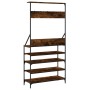 Coat rack with smoked oak shoe rack 90x34x184 cm by , Dresser Organizers and Bar Hangers - Ref: Foro24-837879, Price: 89,69 €...