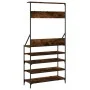 Coat rack with smoked oak shoe rack 90x34x184 cm by , Dresser Organizers and Bar Hangers - Ref: Foro24-837879, Price: 88,68 €...