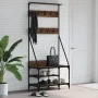 Coat rack with brown oak shoe rack 80x40x184 cm by , Dresser Organizers and Bar Hangers - Ref: Foro24-837866, Price: 71,43 €,...