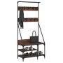 Coat rack with brown oak shoe rack 80x40x184 cm by , Dresser Organizers and Bar Hangers - Ref: Foro24-837866, Price: 71,43 €,...