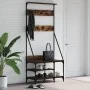 Perchero con zapatero roble ahumado 80x40x184 cm de , Organizadores de vestidores y perchas de barra - Ref: Foro24-837864, Pr...