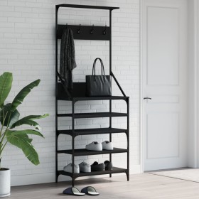 Garderobe mit Schuhablage schwarz 70x34x184 cm von , Kommoden-Organizer und Bar-Kleiderbügel - Ref: Foro24-837872, Preis: 80,...