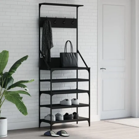 Perchero con zapatero negro 70x34x184 cm de , Organizadores de vestidores y perchas de barra - Ref: Foro24-837872, Precio: 79...