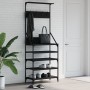 Garderobe mit Schuhablage schwarz 70x34x184 cm von , Kommoden-Organizer und Bar-Kleiderbügel - Ref: Foro24-837872, Preis: 80,...