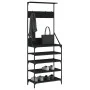Perchero con zapatero negro 70x34x184 cm de , Organizadores de vestidores y perchas de barra - Ref: Foro24-837872, Precio: 79...
