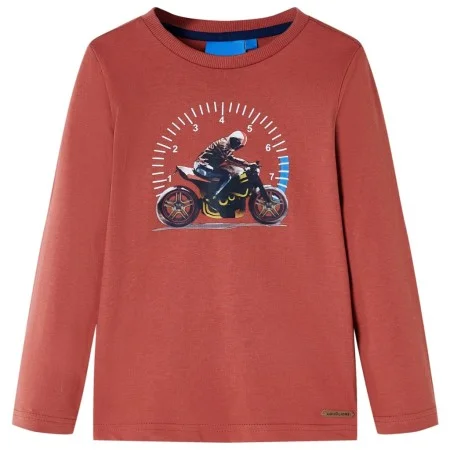 Long-sleeved children's t-shirt in henna color, size 128 by , Kids T-shirts - Ref: Foro24-12652, Price: 8,30 €, Discount: %